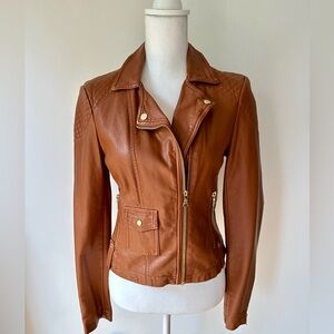 Women's Brown Faux Leather Moto Jacket